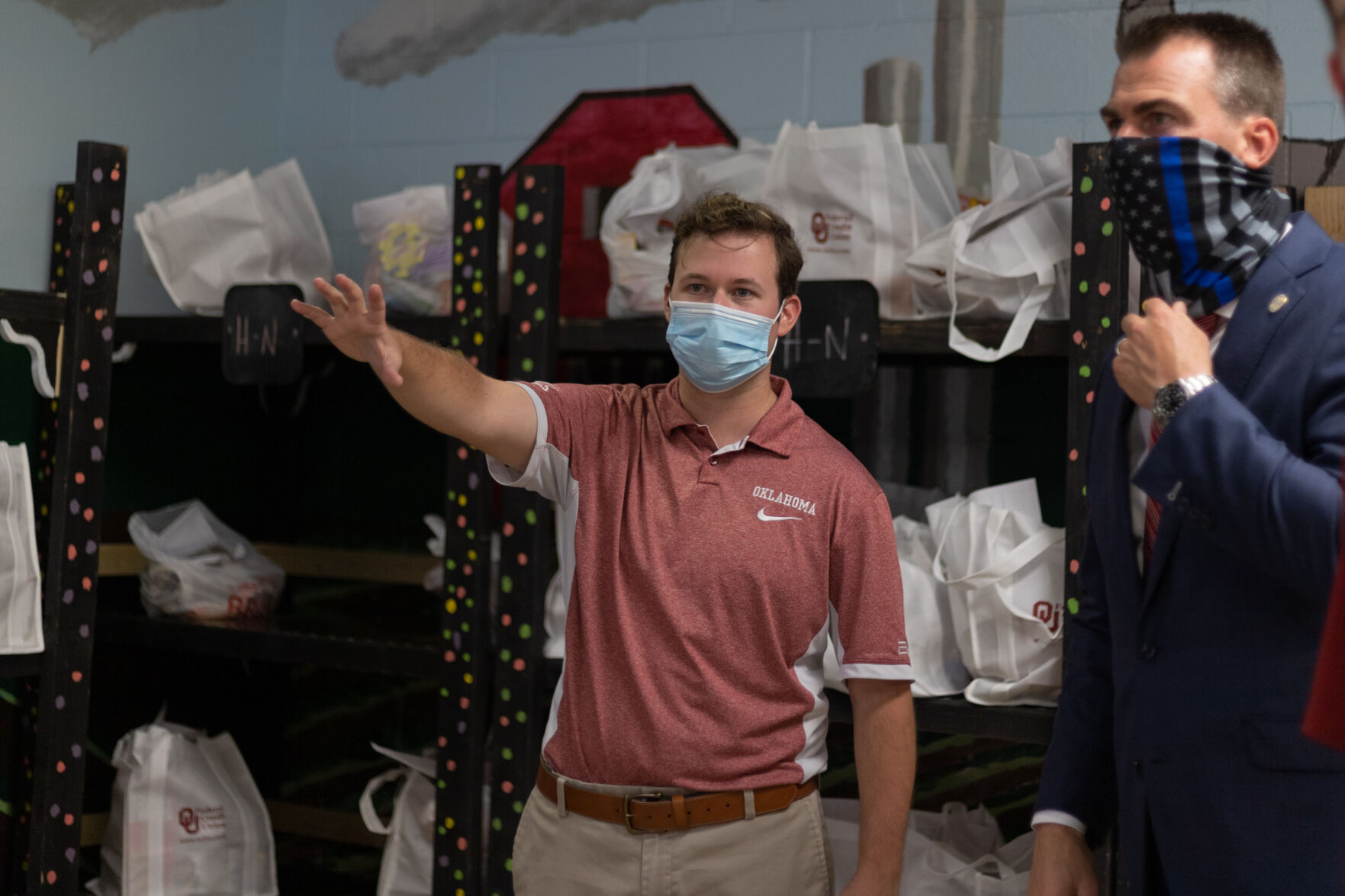 OU Food Pantry Worker and Oklahoma Governor Kevin Stitt